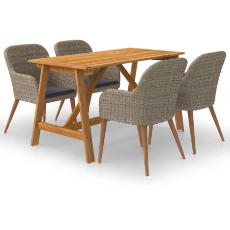 Salon de jardin 5 pcs - Mobilier de jardin - Ensemble de salle à manger de jardin Marron Chic-555721 (1/5)