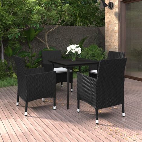 Salon de jardin 5 pcs - Mobilier de jardin - Mobilier à dîner de jardin coussins Résine tressée Verre Chic-529648 (1/5)