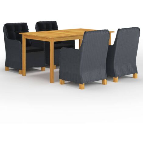 Salon de jardin 5 pcs - Mobilier de jardin - Ensemble de salle à manger de jardin Gris foncé Chic-155024 (1/5)