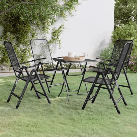 Ensemble Table et Chaise de Jardin 5 pcs - Mobilier à dîner de jardin Maille Métal Anthracite BV182610 - BonneVie (1/5)