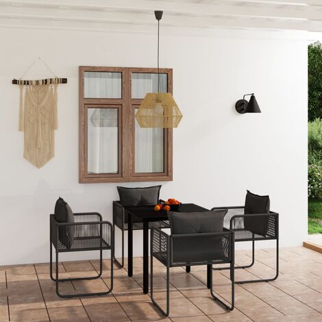 Salon de jardin 5 pcs - Mobilier de jardin - Ensemble de salle à manger de jardin Noir Chic-615376 (1/5)