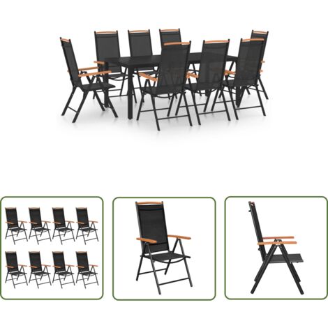 Ensemble de salle à manger de jardin 9 pcs Aluminium Noir (1/5)