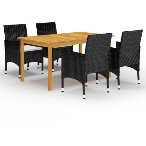Ensemble Table et Chaise de Jardin 5 pcs - Ensemble de salle à manger de jardin Noir BV278697 - BonneVie (1/5)