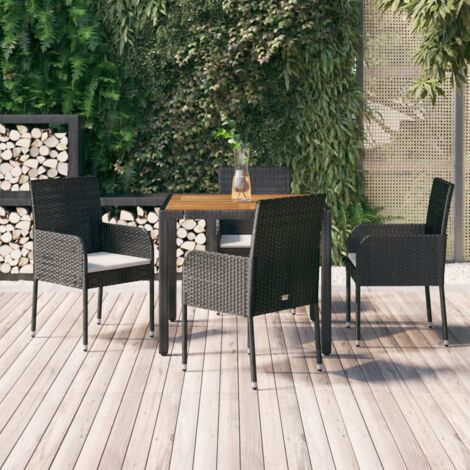 Salon de jardin avec coussins 5 pcs - Mobilier de jardin - Mobilier à dîner de jardin Noir Résine tressée Chic-304588 (1/5)