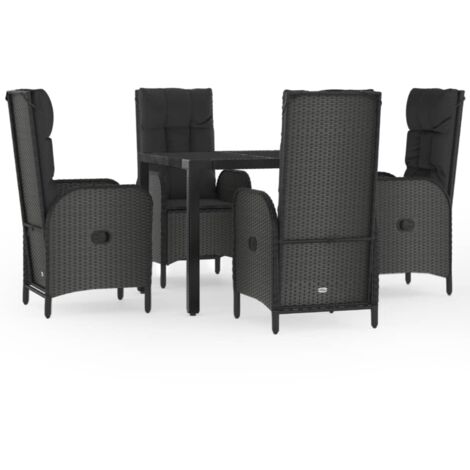 Salon de jardin avec coussins 5 pcs - Mobilier de jardin - Mobilier à dîner de jardin Noir Résine tressée Chic-939790 (1/5)