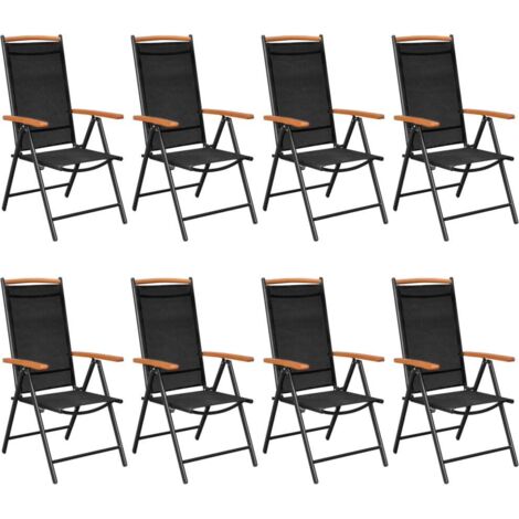 Ensemble Table et Chaise de Jardin 9 pcs - Ensemble de salle à manger de jardin Aluminium Noir BV506485 - BonneVie (1/5)