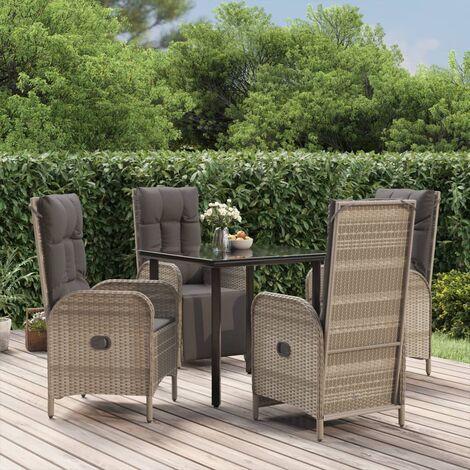 Salon de jardin avec coussins 5 pcs - Mobilier de jardin - Mobilier à dîner de jardin noir et gris Chic-174328 (1/5)