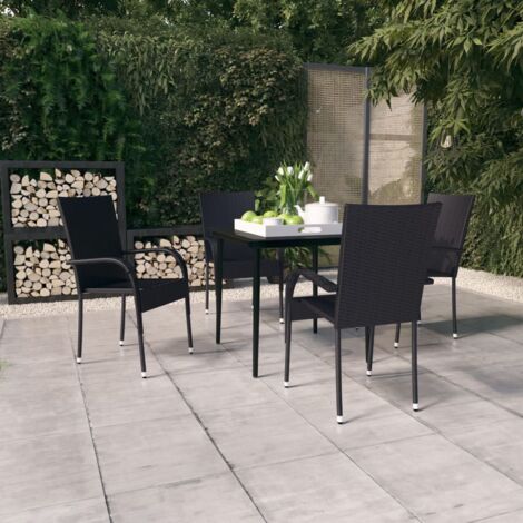 Salon de jardin 5 pcs - Mobilier de jardin - Ensemble de salle à manger de jardin Noir Chic-257324 (1/5)