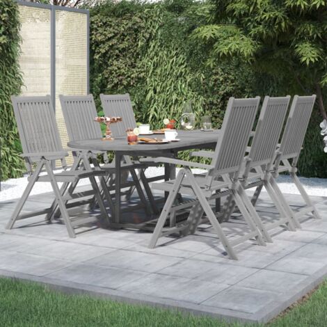 Salon de jardin 7 pcs - Mobilier de jardin - Ensemble de salle à manger de jardin Bois d'acacia massif Chic-741894 (1/5)