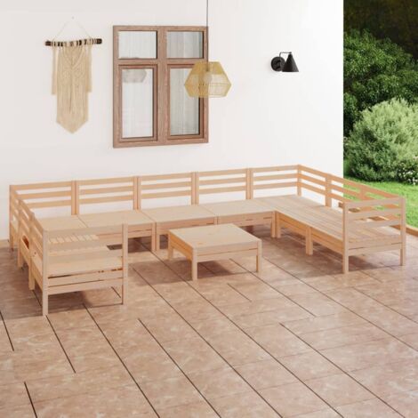 Salon de jardin 10 pcs - Canapé de jardin - Ensembles de Meubles d'exterieur - Bois de pin massif Chic-808550 (1/5)