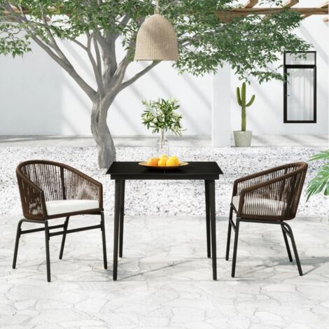 Salon de jardin 5 pcs - Mobilier de jardin - Ensemble de salle à manger de jardin Marron Chic-159457 (1/5)