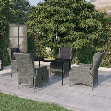 Ensemble Table et Chaise de Jardin 5 pcs - Ensemble de salle à manger de jardin Gris clair BV103670 - BonneVie (1/5)