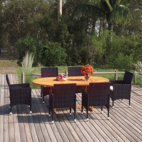 Salon de jardin 7 pcs - Mobilier de jardin - Ensemble de salle à manger de jardin Résine tressée Noir Chic-506870 (1/5)