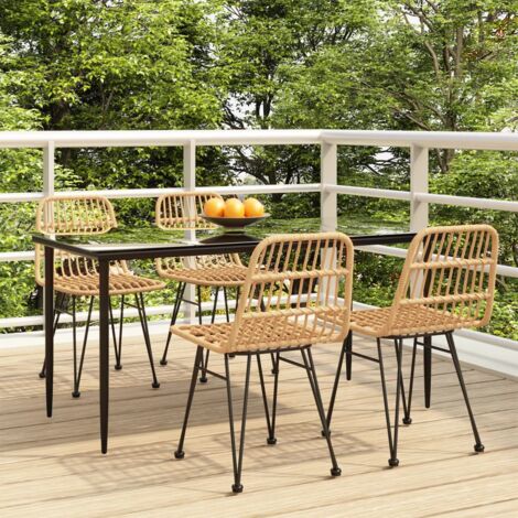 Ensemble Table et Chaises de Jardin 5 pcs - Ensemble Table à manger + 4 chaises Résine tressée BV390767 - BonneVie (1/5)