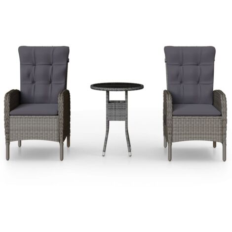 Ensemble Table + 2 chaises de bistro - Table à manger avec Chaises Résine tressée Gris BV554036 - BonneVie (1/5)