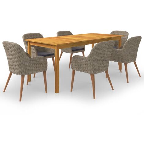 Ensemble Table et Chaise de Jardin 7 pcs - Ensemble de salle à manger de jardin Marron BV132107 - BonneVie (1/5)