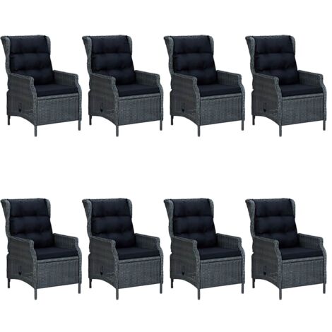 Salon de jardin 9 pcs - Mobilier de jardin - Ensemble de salle à manger de jardin Gris foncé Chic-290550 (1/5)