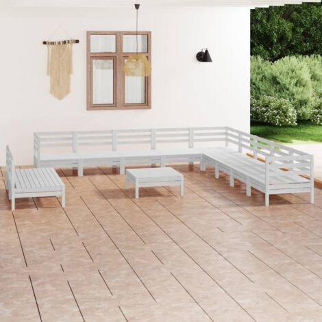 Salon de jardin 12 pcs - Canapé de jardin - Ensembles de Meubles d'exterieur - Bois de pin massif Blanc Chic-728898 (1/5)