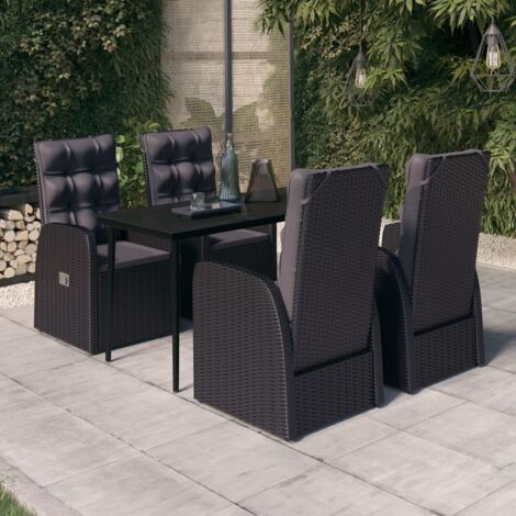 Salon de jardin 5 pcs - Mobilier de jardin - Ensemble de salle à manger de jardin avec coussins Noir Chic-286344 (1/5)