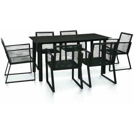 Salon de jardin 7 pcs - Mobilier de jardin - Mobilier à dîner d'extérieur Rotin PVC Noir Chic-265864 (1/5)