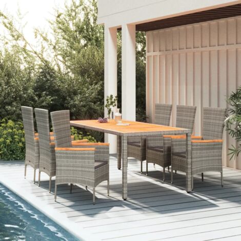 Salon de jardin avec coussin 7 pcs - Mobilier de jardin - Mobilier à dîner de jardin gris rotin Chic-356578 (1/5)