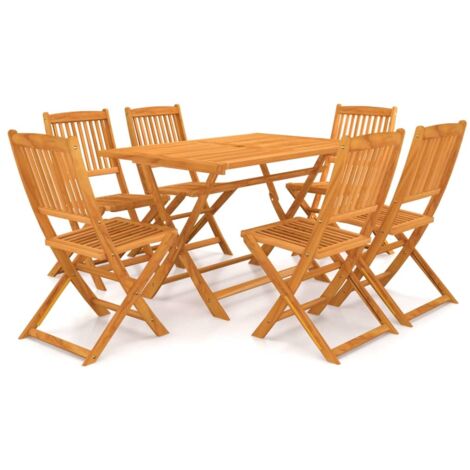 Lot de 7 Ensemble à dîner de jardin pliable,Meubles Mobilier à dîner Bois d'acacia solide -33502 (1/5)