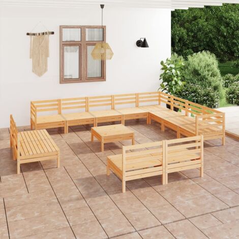 Salon de jardin 13 pcs - Canapé de jardin - Ensembles de Meubles d'exterieur - Bois de pin massif Chic-188633 (1/5)