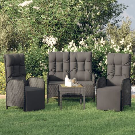 Ensemble Table et Chaise de Jardin avec coussins 3 pcs - Ensemble Table à manger + 2 chaises Noir BV977579 - BonneVie (1/5)