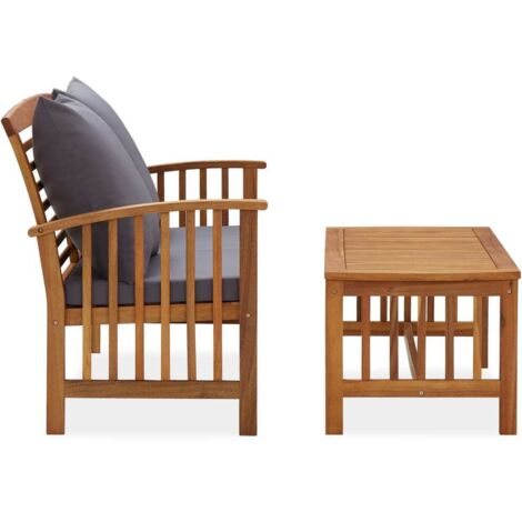 Salon de jardin 2 pcs Contemporain, Ensemble repas de jardin, avec coussins Bois d'acacia solide OIB9497E (1/5)