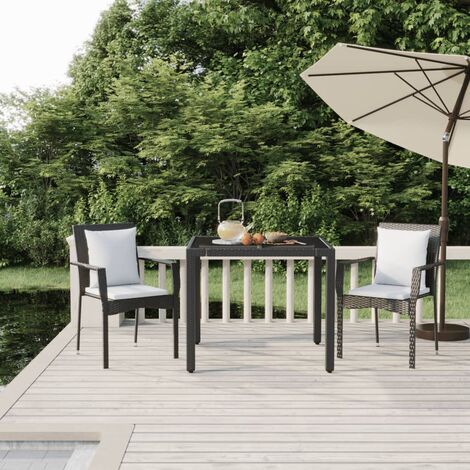 Ensemble Table et Chaise de Jardin avec coussins 3 pcs - Ensemble Table à manger + 2 chaises Noir BV546736 - BonneVie (1/5)