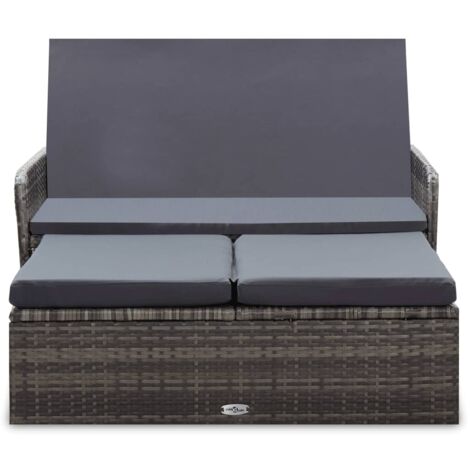 Salon de jardin 2 pcs - Canapé de jardin - Ensembles de Meubles d'exterieur - avec coussins Résine tressée Gris Chic-743385 (1/5)