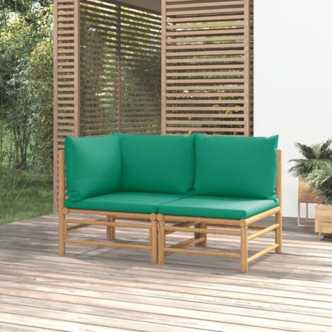 Salon de jardin 2 pcs - Canapé de jardin - Ensembles de Meubles d'exterieur - avec coussins vert bambou Chic-497229 (1/5)