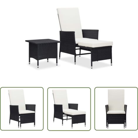 Salon de jardin 2 pcs avec coussins Résine tressée Noir 2 (1/5)
