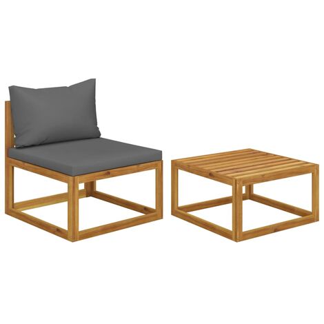 Salon de jardin 2 pcs Contemporain, Ensemble repas de jardin, avec coussin Bois d'acacia solide OIB6310E (1/5)
