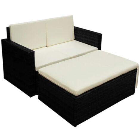 Salon de jardin 2 pcs - Canapé de jardin - Ensembles de Meubles d'exterieur - avec coussins Résine tressée Noir Chic-538281 (1/5)