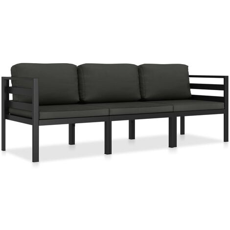 Salon de jardin 3 pcs Ensemble Table et Chaise de Jardin - avec coussins Aluminium Anthracite BV436134 - BonneVie (1/5)
