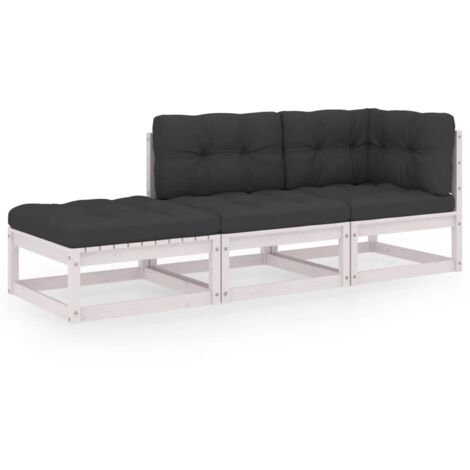 Salon de jardin 3 pcs Contemporain, Ensemble repas de jardin, avec coussins Bois de pin massif OIB7805E (1/5)