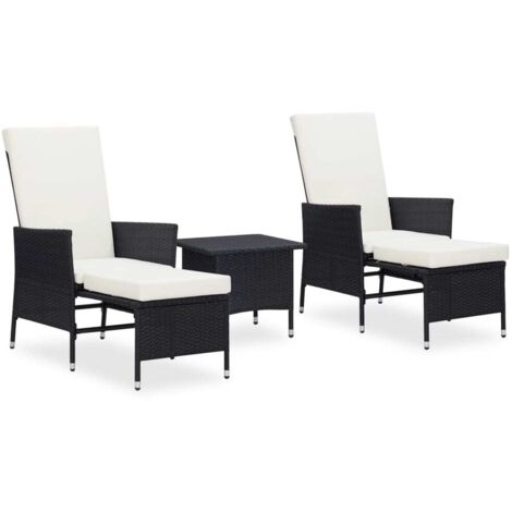 Salon de jardin 3 pcs - Canapé de jardin - Ensembles de Meubles d'exterieur - avec coussins Résine tressée Noir Chic-861737 (1/5)