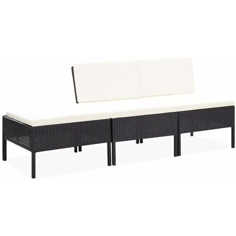 Salon de jardin 3 pcs - Canapé de jardin - Ensembles de Meubles d'exterieur - avec coussins Résine tressée Noir Chic-697685 (1/5)