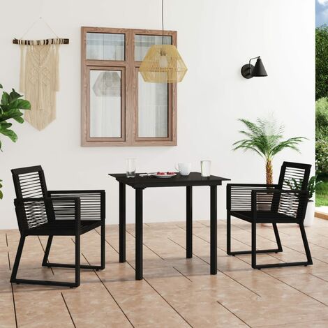 Salon de jardin 3 pcs - Canapé de jardin - Ensembles de Meubles d'exterieur - Rotin PVC Noir Chic-347141 (1/5)