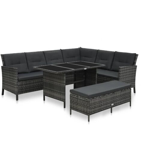 Salon de jardin 3 pcs - Canapé de jardin - Ensembles de Meubles d'exterieur - avec coussins Résine tressée Gris Chic-159270 (1/5)