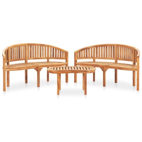 Salon de jardin 3 pcs - Canapé de jardin - Ensembles de Meubles d'exterieur - en forme de banane Bois de teck solide Chic-968555 (1/5)