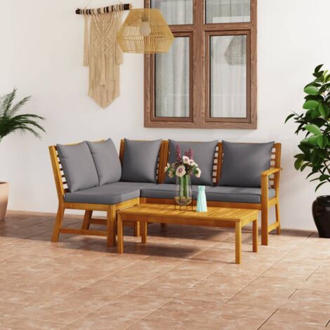 Salon de jardin 4 pcs - Canapé de jardin - Ensembles de Meubles d'exterieur - avec coussin Bois d'acacia solide Chic-693617 (1/5)