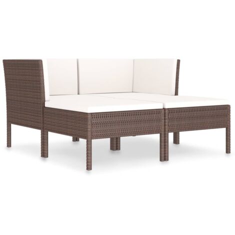 Salon de jardin 4 pcs - Canapé de jardin - Ensembles de Meubles d'exterieur - avec coussins Résine tressée Marron Chic-762078 (1/5)