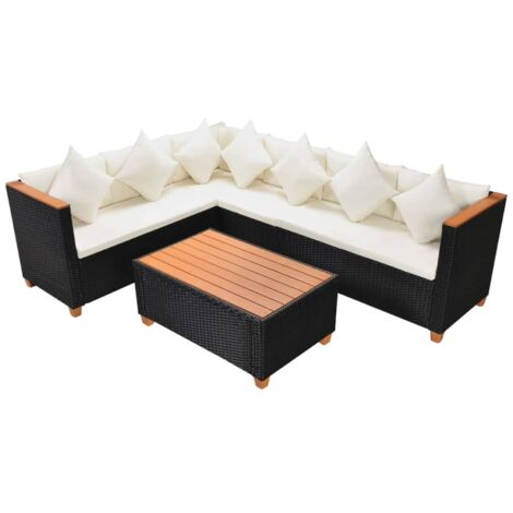 Salon de jardin 4 pcs - Canapé de jardin - Ensembles de Meubles d'exterieur - avec coussins Résine tressée Noir Chic-560790 (1/5)