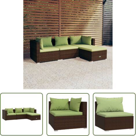 Salon de jardin 4 pcs - Canapé de jardin - Ensembles de Meubles d'exterieur - avec coussins Résine tressée Marron Chic-615001 (1/5)