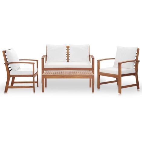 Salon de jardin 4 pcs Contemporain, Ensemble repas de jardin, avec coussins Bois d'acacia solide OIB3915E (1/5)