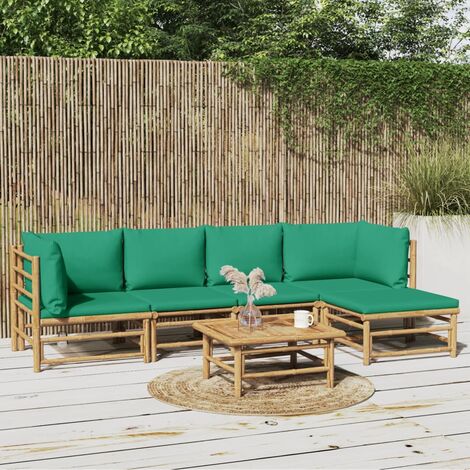 Salon de jardin 6 pcs - Ensemble Table et Chaise de Jardin - avec coussins vert bambou BV535227 - BonneVie (1/5)