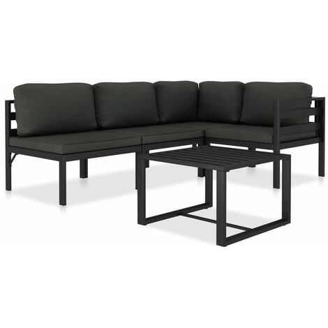 Salon de jardin 5 pcs Contemporain, Ensemble repas de jardin, avec coussins Aluminium Anthracite OIB1081E (1/5)