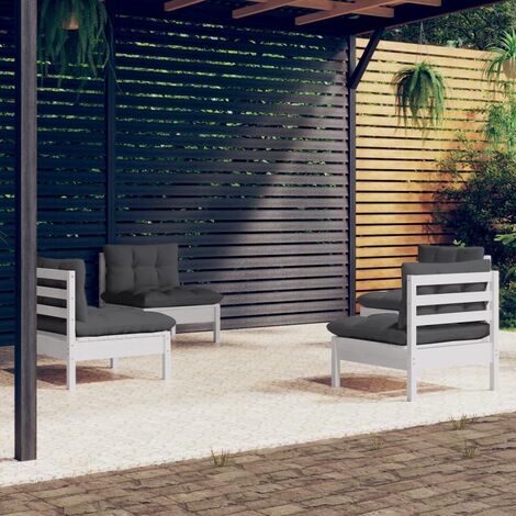 Salon de jardin 4 pcs Ensemble Table et Chaise de Jardin - avec coussins anthracite Bois de pin BV554556 - BonneVie (1/5)